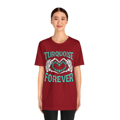 Western Turquoise Forever Shirt – Gemstone Skeleton Hand Heart Rodeo Tee