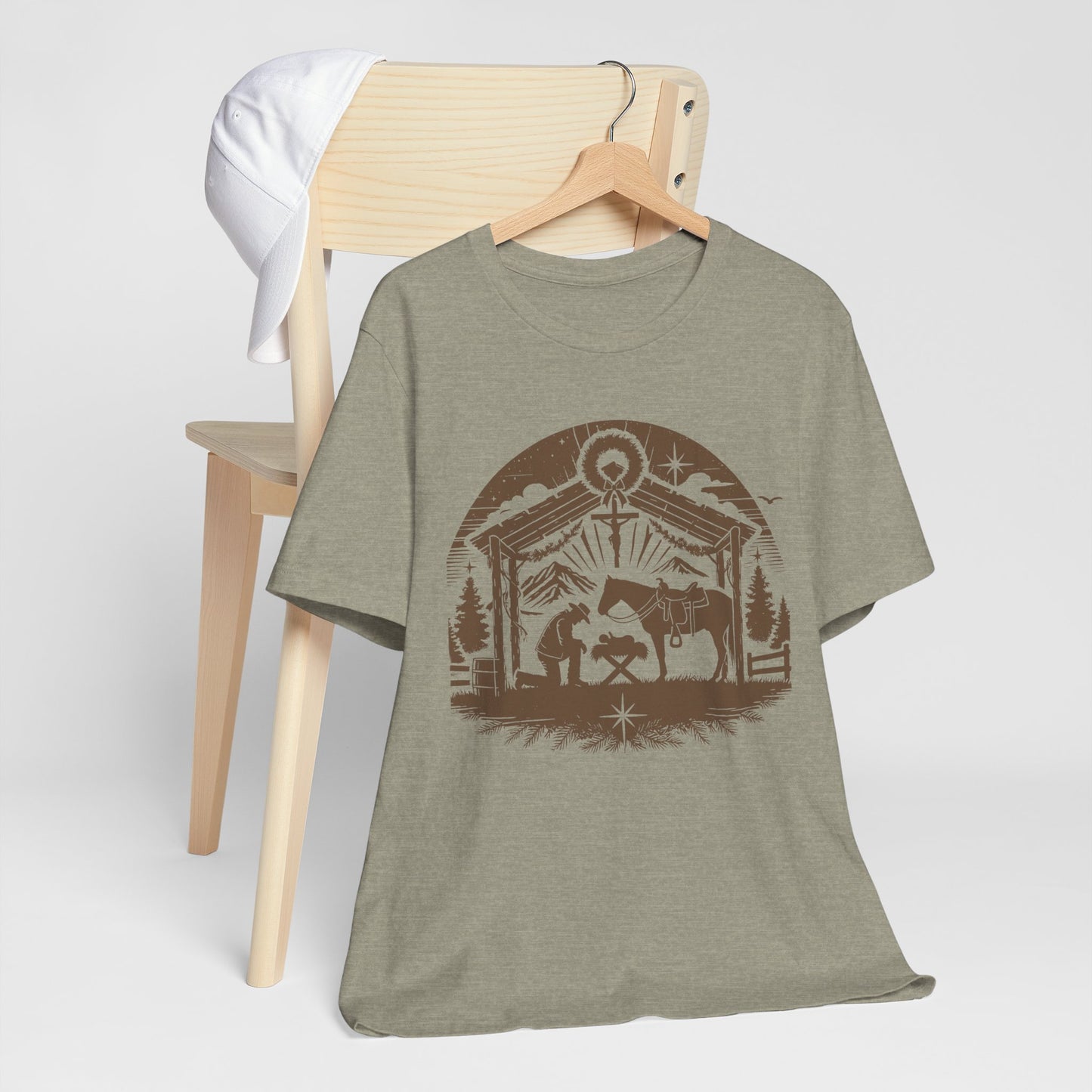 Praying Cowboy Christmas Shirt – Western Nativity Christian Holiday Tee
