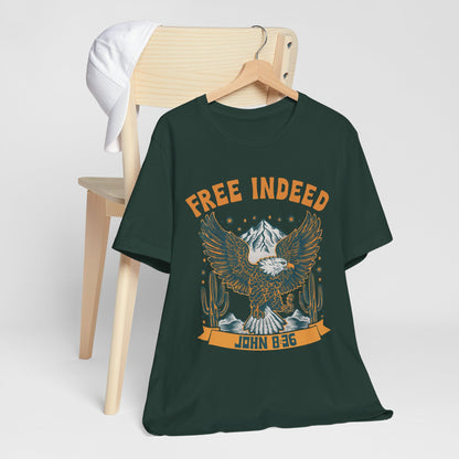 Free Indeed Shirt – Vintage John 8:36 Christian Eagle Bible Prayer Tee