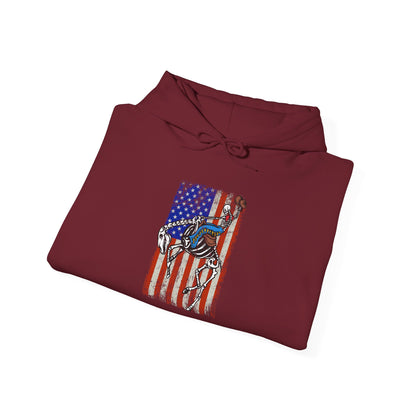 US Flag Skeleton Cowboy Hoodie – Western Horse Riding Rodeo Pullover
