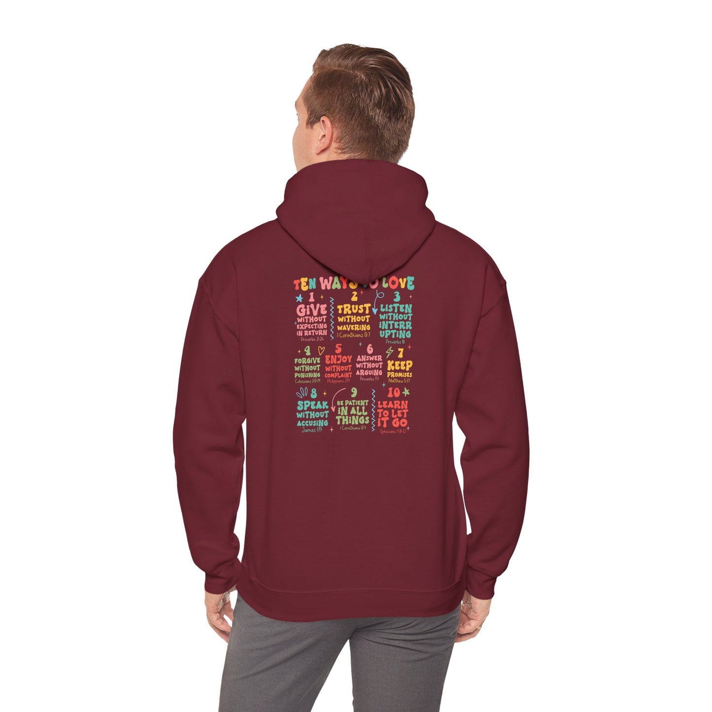 Ten Ways to Love Hoodie – Bible Verse Christian Jesus Retro Faith Pullover