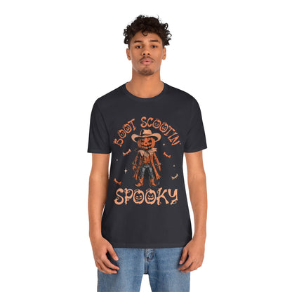 Boot Scootin’ Spooky Shirt – Funny Cowboy Pumpkin Head Western Halloween Tee
