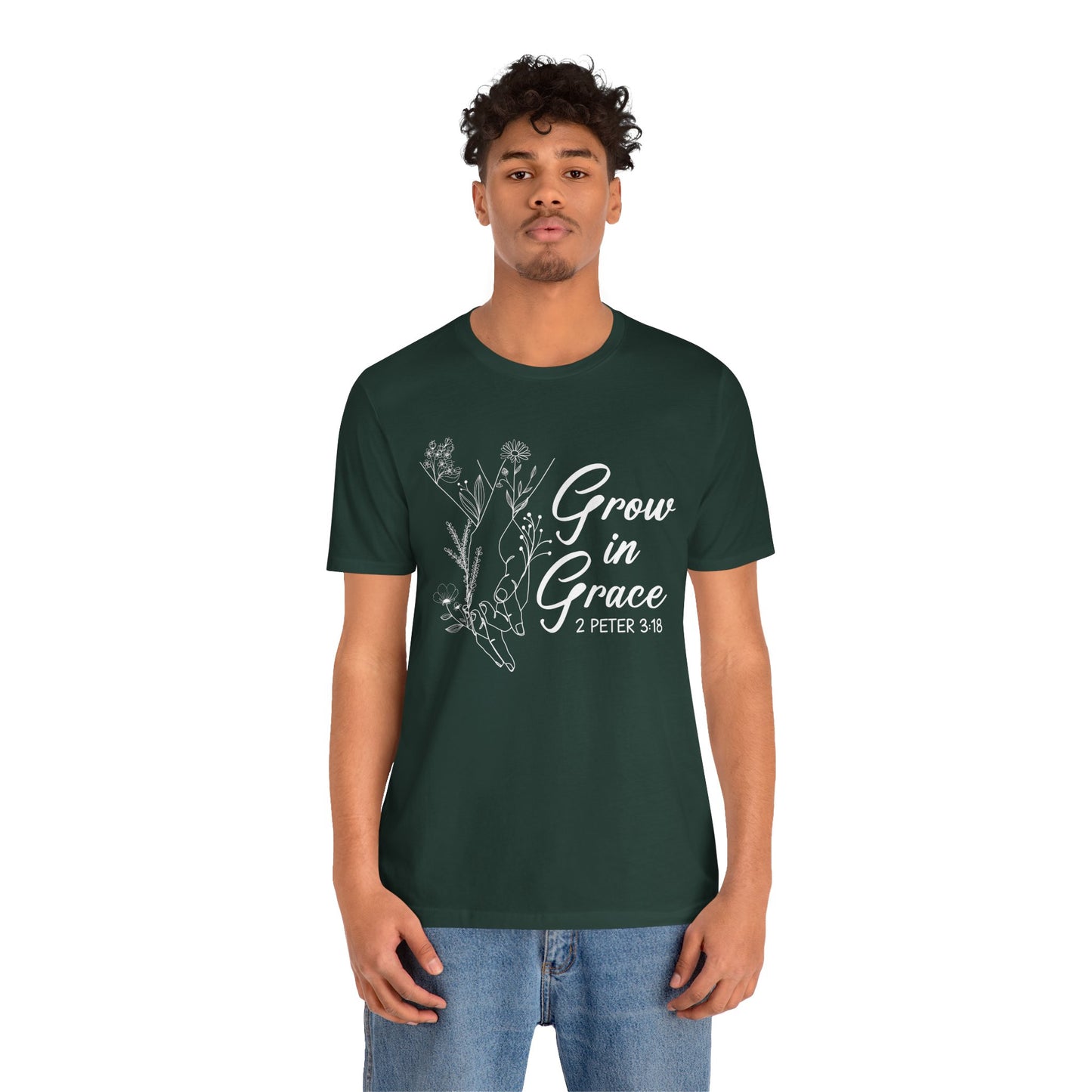 Grow in Grace Shirt – 2 Peter 3:18 Floral Christian Faith Bible Verse Tee