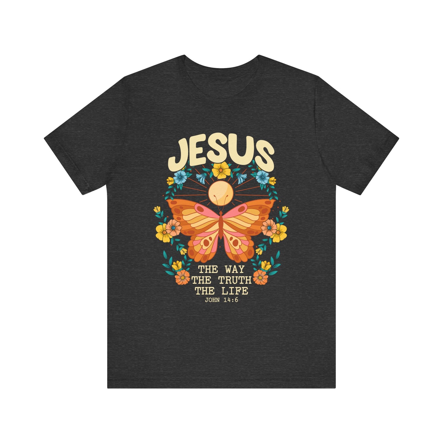 Jesus Butterfly Wildflower Shirt – John 14:6 Scripture Floral Christian Tee