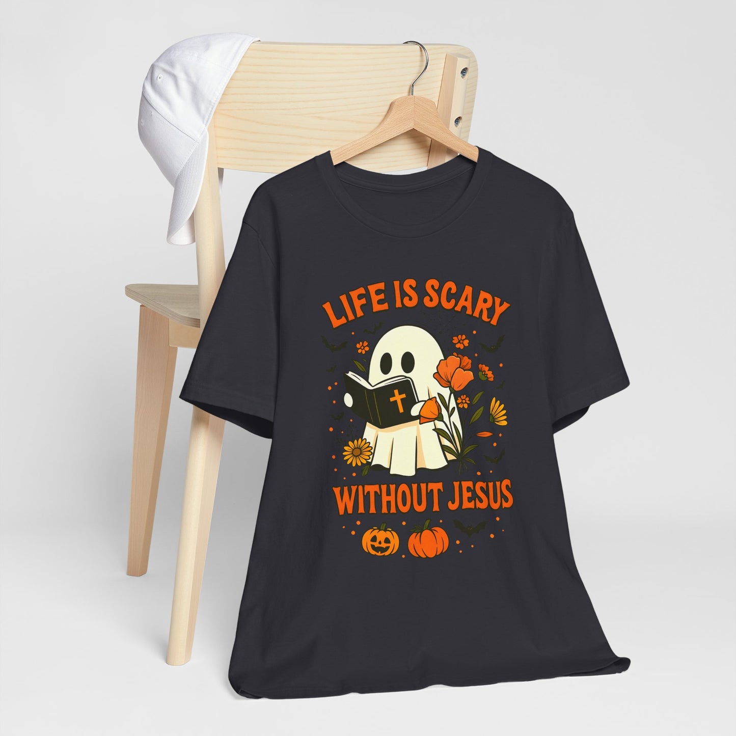 Life Is Scary Without Jesus Shirt – Cute Christian Ghost Halloween Tee