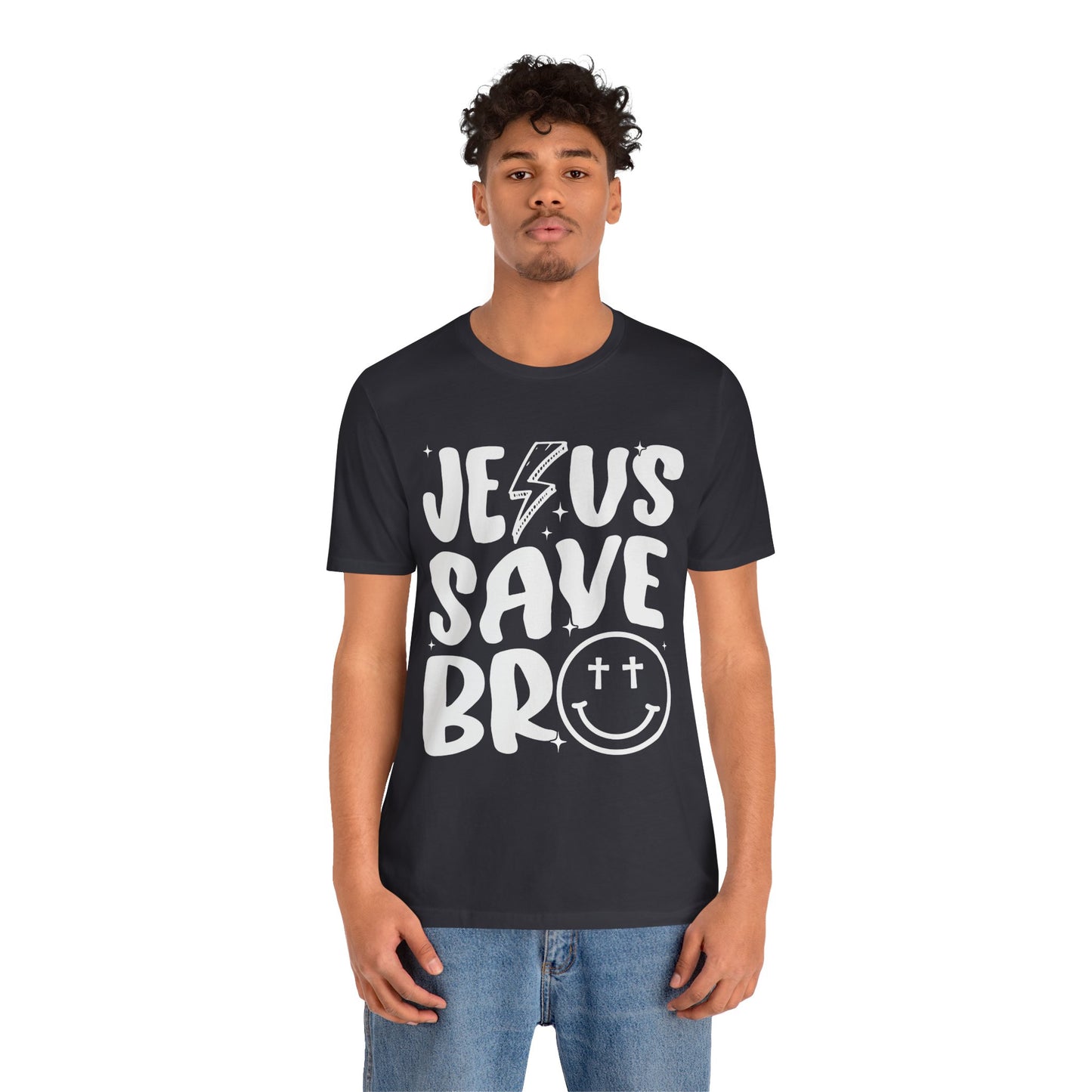 Jesus Saves Bro Shirt – Funny Retro Christian Cross Christmas Faith Tee