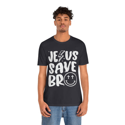 Jesus Saves Bro Shirt – Funny Retro Christian Cross Christmas Faith Tee