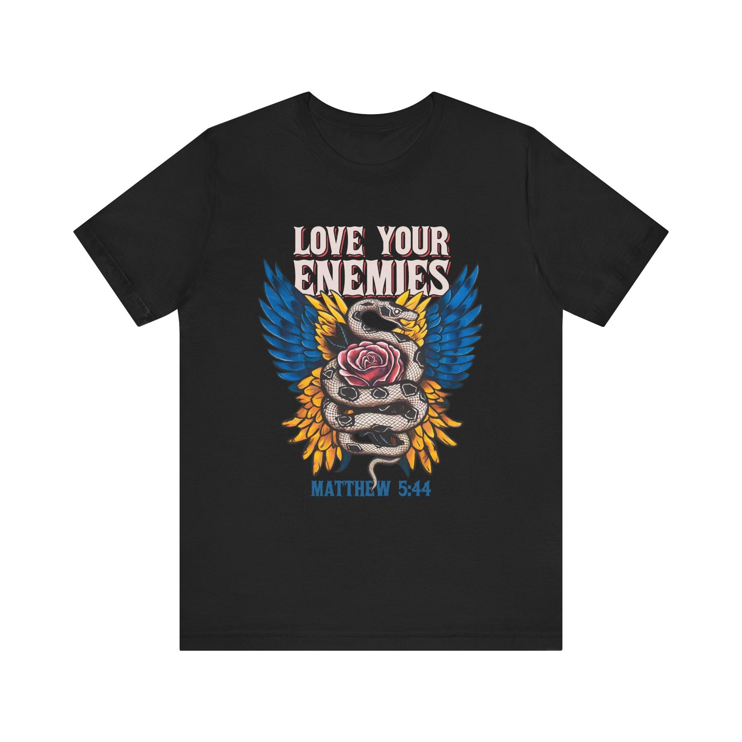 Love Your Enemies Shirt – Christian Matthew 5:44 Angel Wings Scripture Faith Tee