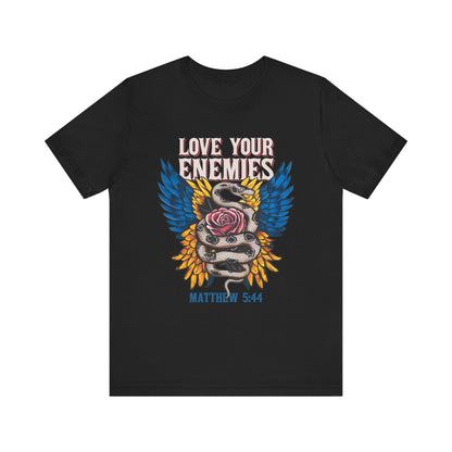 Love Your Enemies Shirt – Christian Matthew 5:44 Angel Wings Scripture Faith Tee