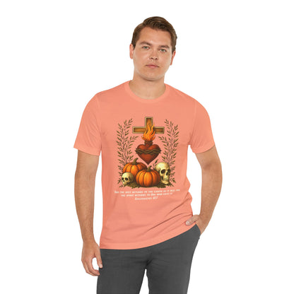 Sacred Heart Halloween Shirt – Jesus Skulls Pumpkins Christian Cross Tee