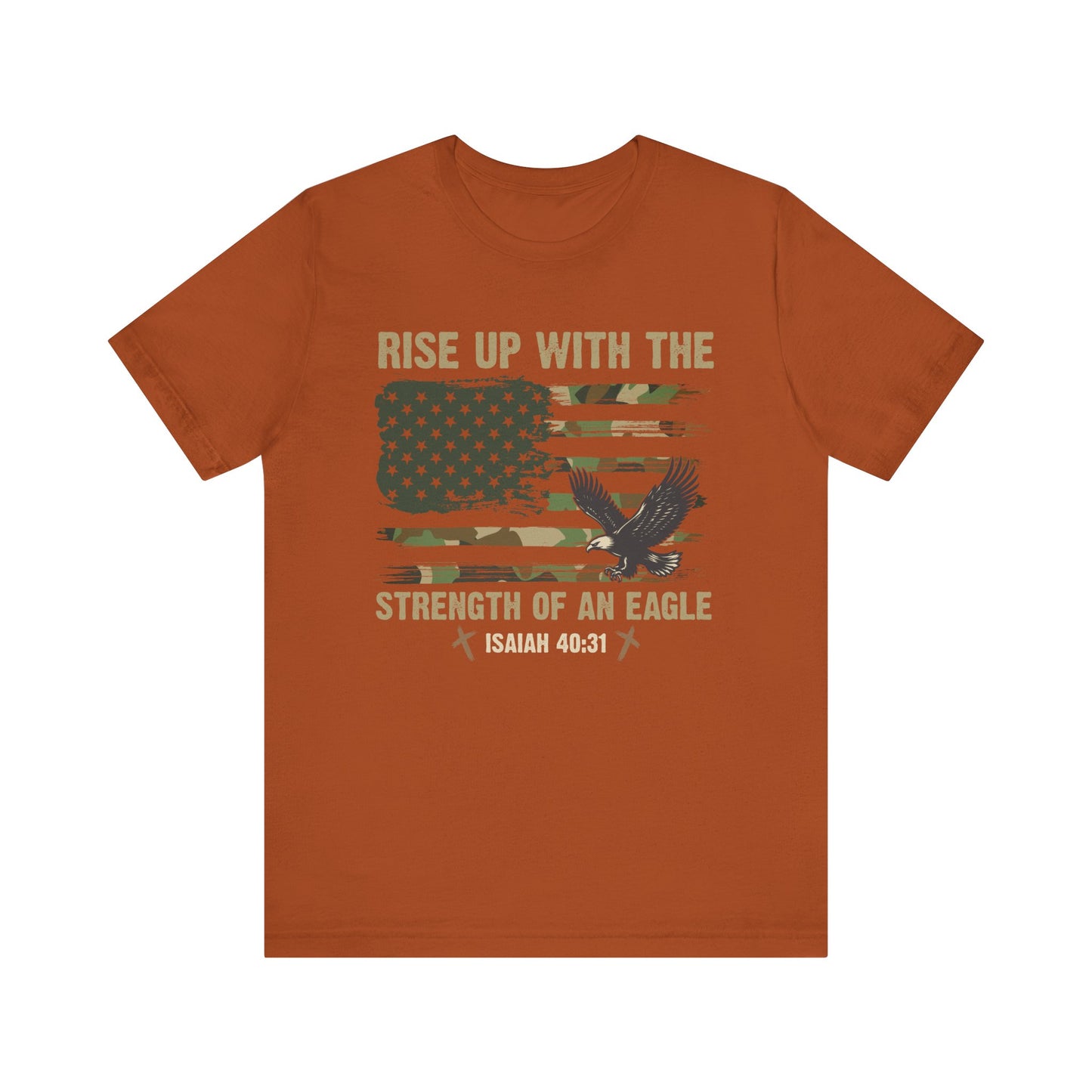 Rise Up with Strength Eagle Shirt – Isaiah 40:31 USA Flag Patriotic Christian Tee