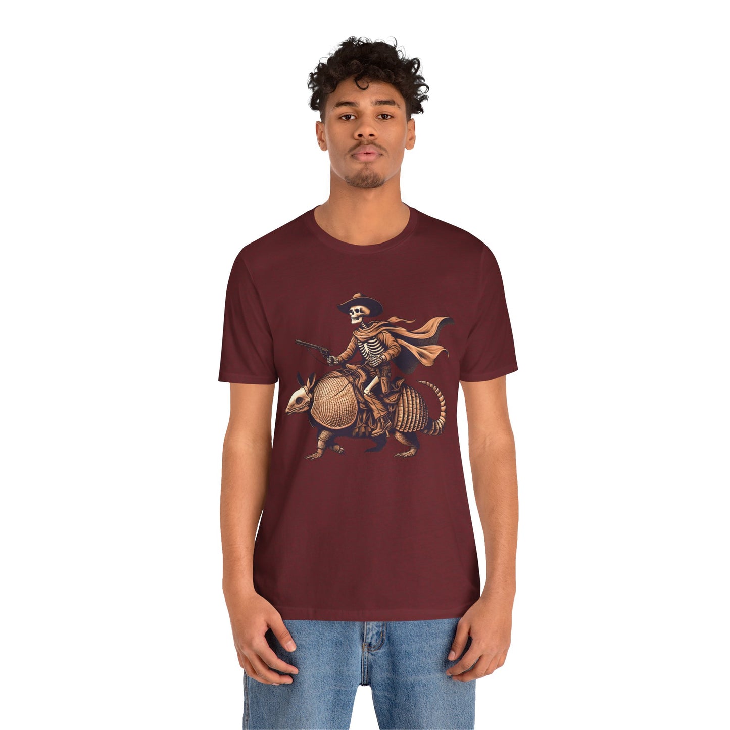 Cowboy Skeleton Riding Armadillo Shirt – Howdy Western Texas Rodeo Tee