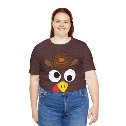 Thanksgiving Couples Turkey Face Shirt – Funny Cowboy & Cowgirl Matching Tee