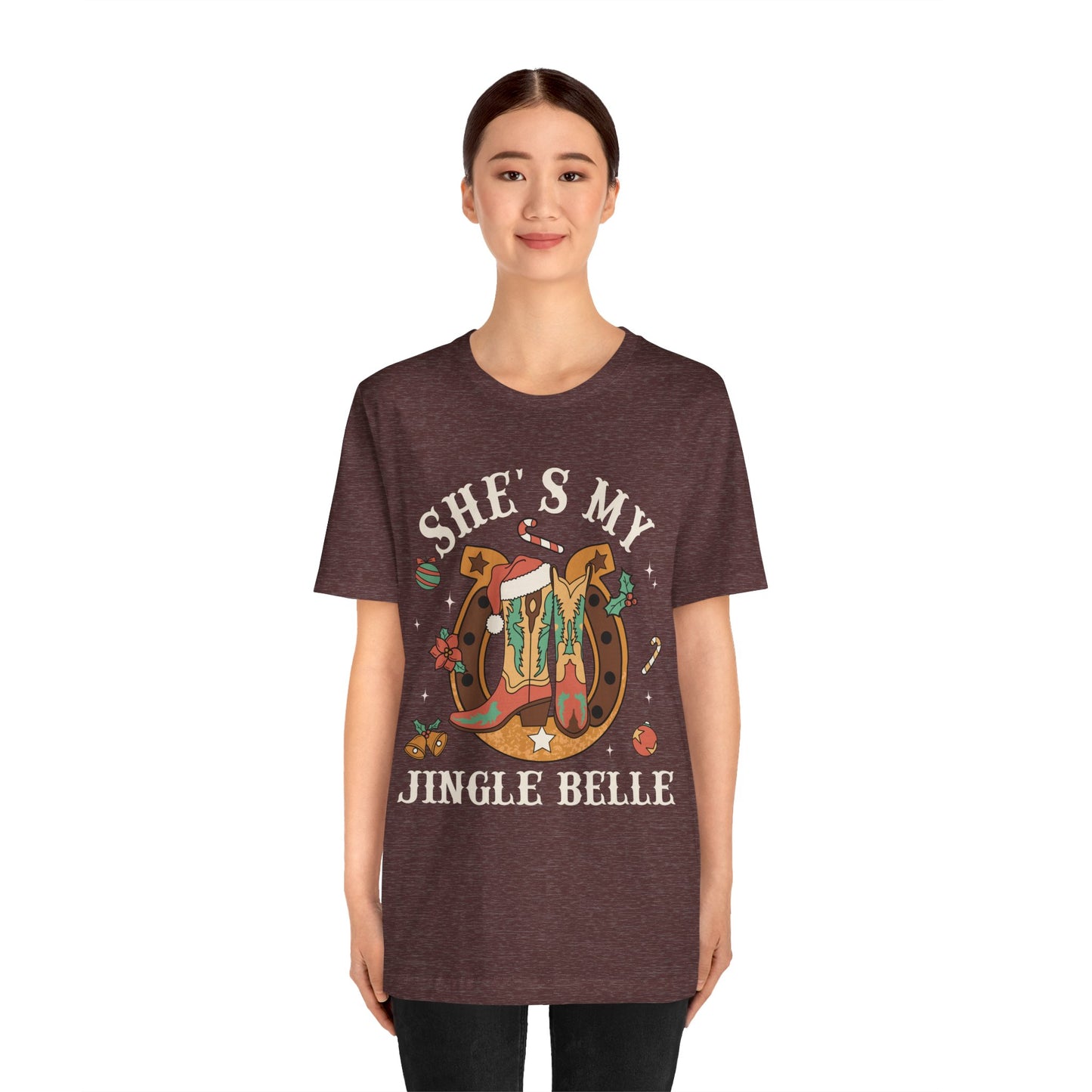 She’s My Jingle Bell Shirt – Cute Western Cowboy Cowgirl Matching Christmas Tee