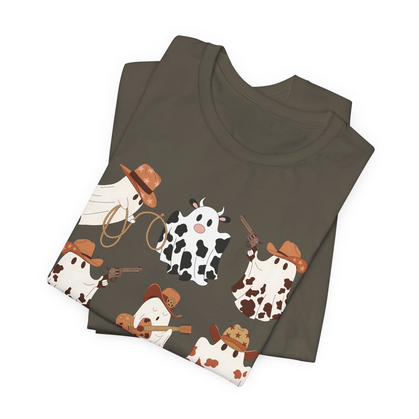 Ghost Cowboy Halloween Western Country Boo Guitar Cowgirl T-Shirt