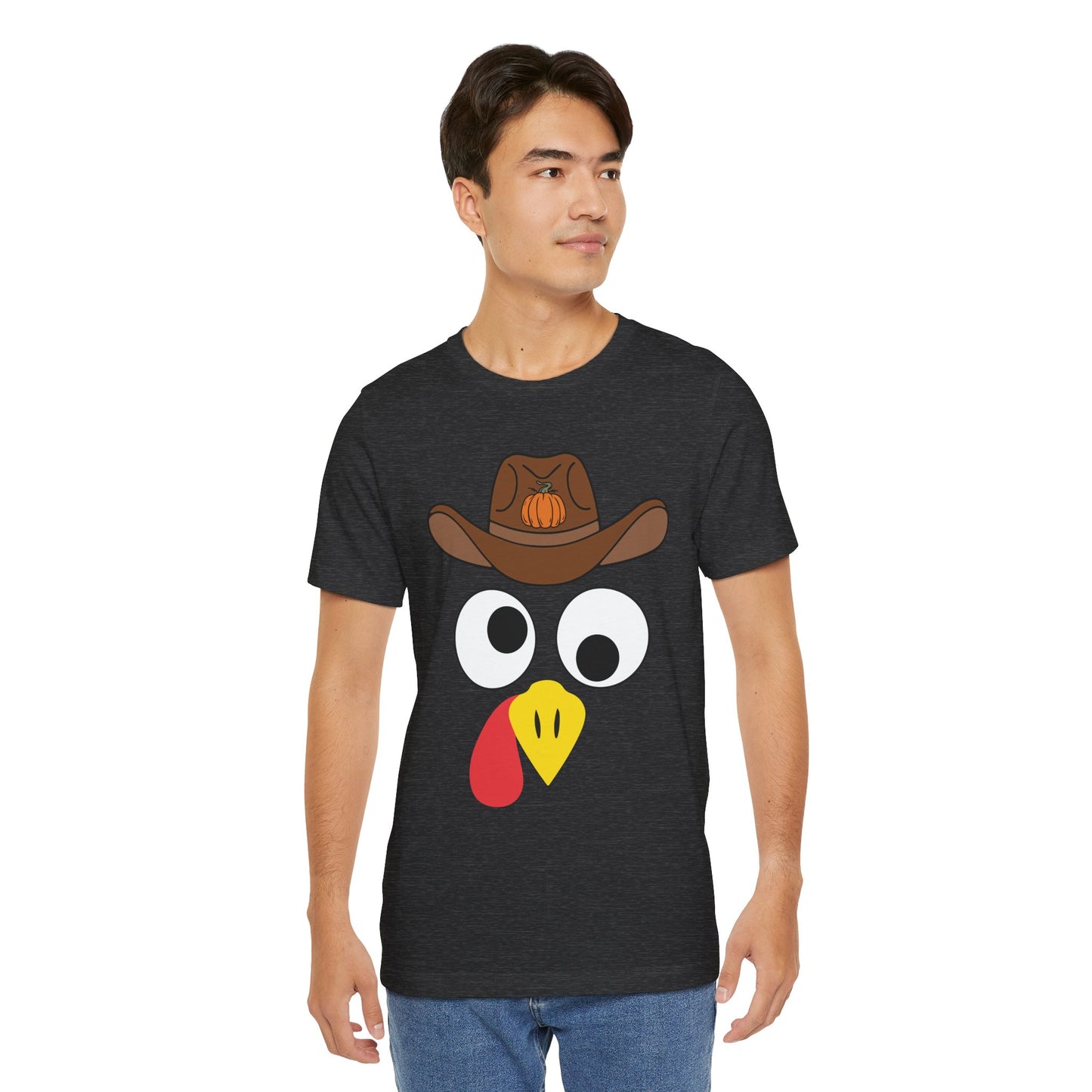 Thanksgiving Couples Turkey Face Shirt – Funny Cowboy & Cowgirl Matching Tee