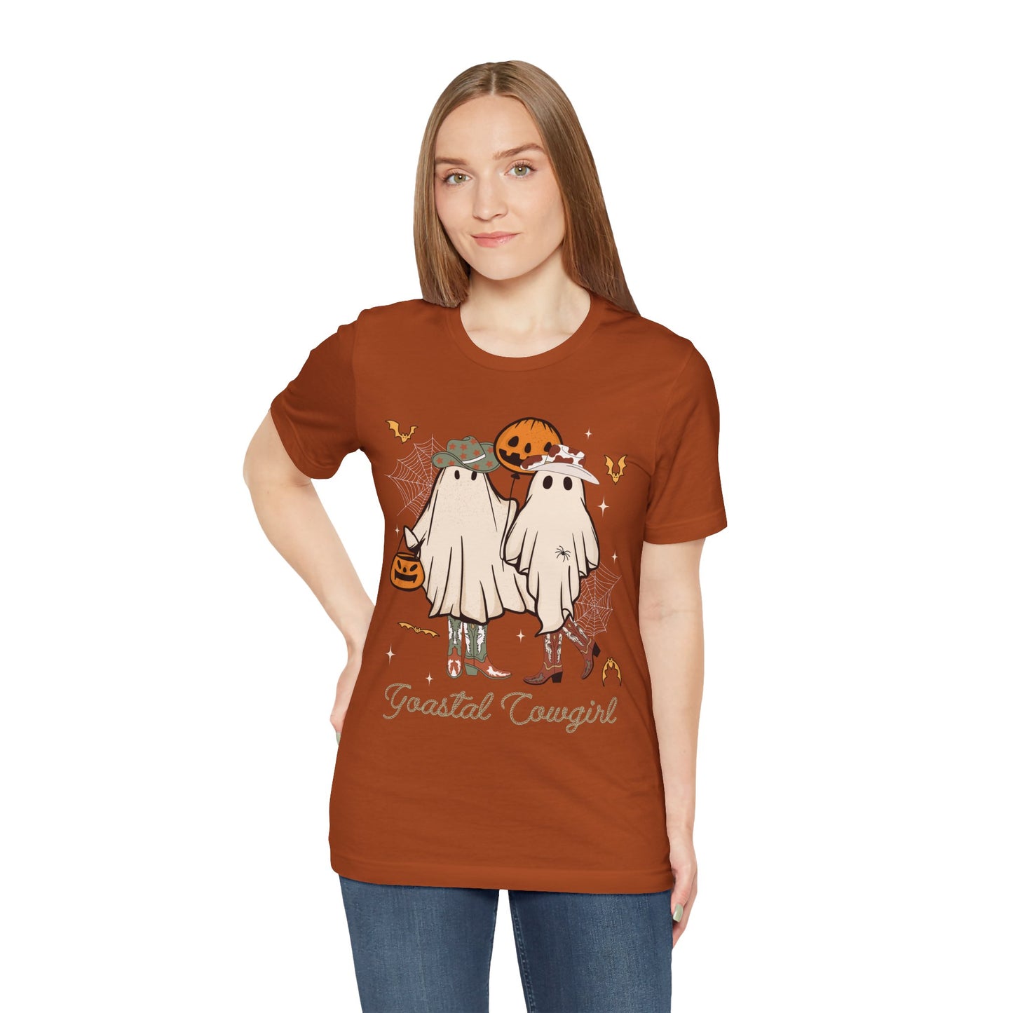 Ghostal Coastal Cowgirl T-Shirt, Western Ghost Halloween Tee, Spooky Cute Rodeo Shirt