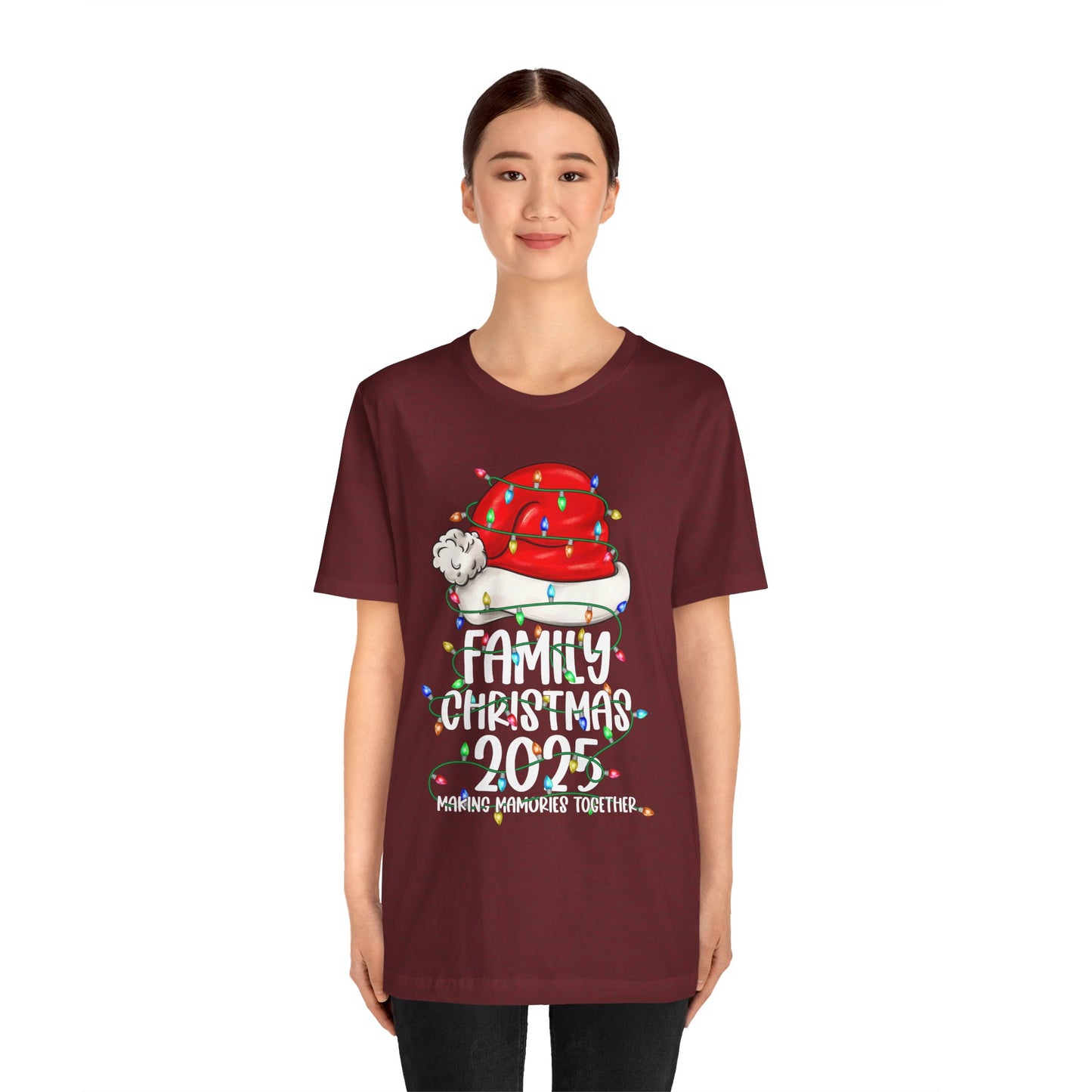 Family Christmas 2025 Shirt – Santa Hat & String Lights Matching Holiday Tee