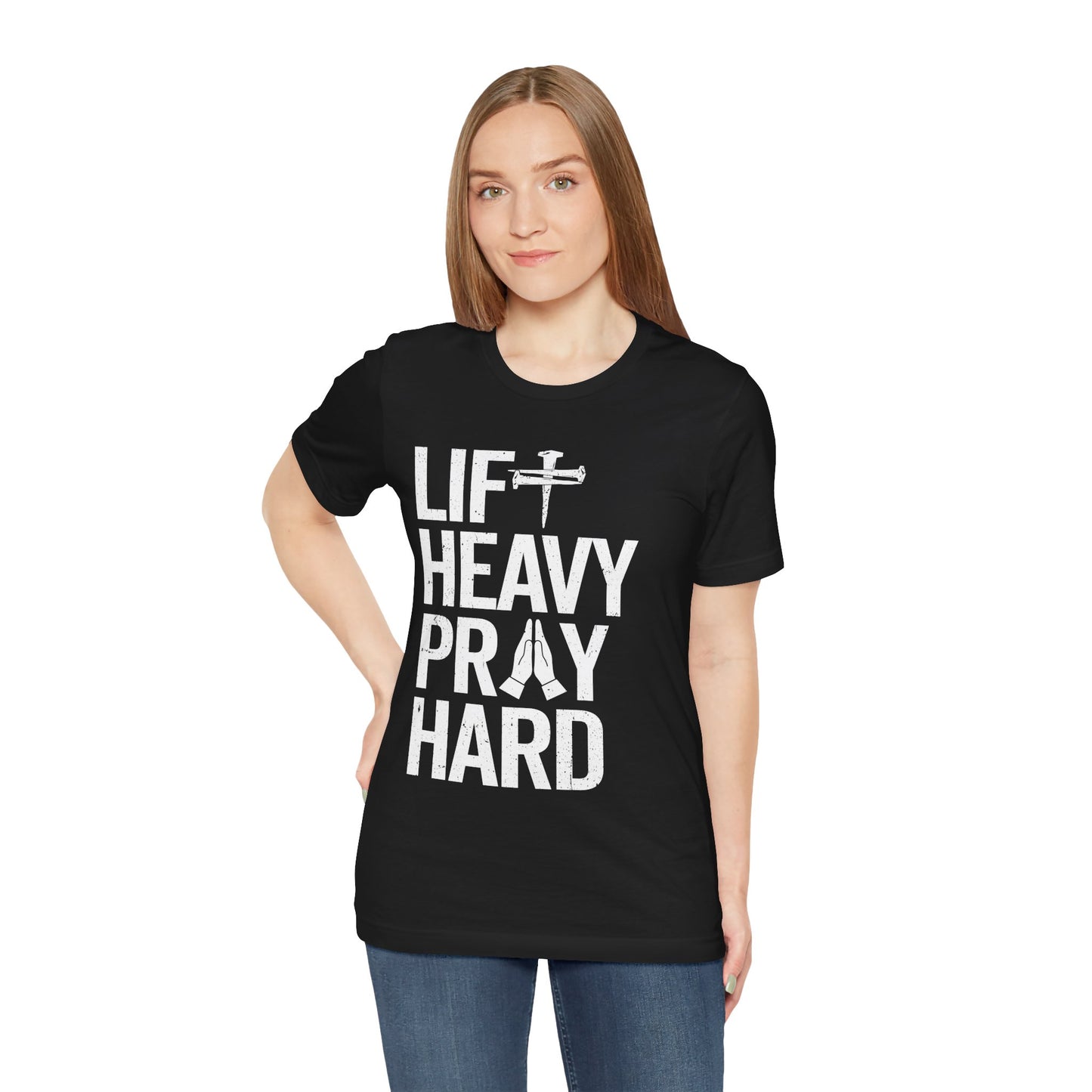Lift Heavy Pray Hard Cross Nails Trendy Christ Gym Vintage T-Shirt