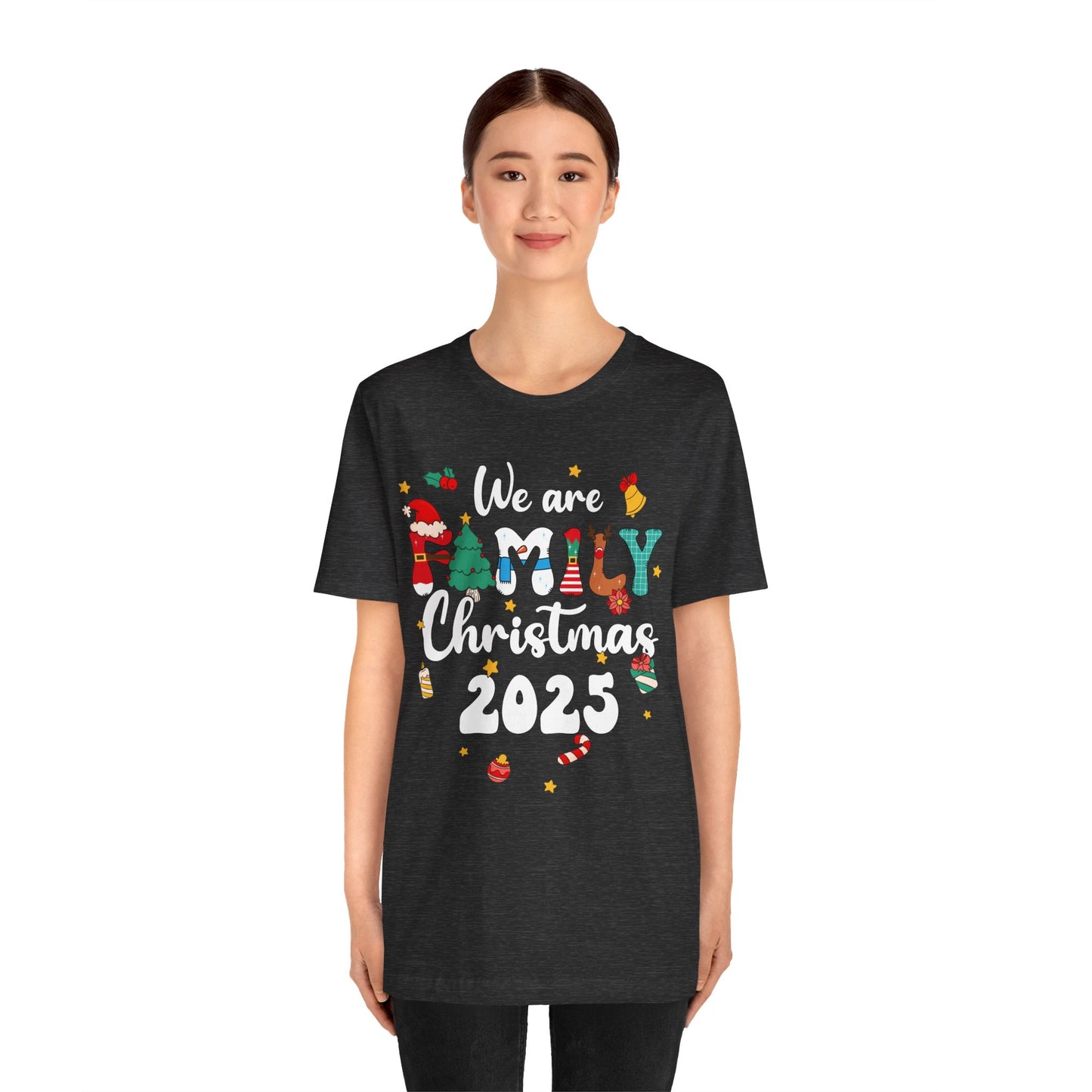 We Are Family Christmas 2025 Shirt – Groovy Snowman & Xmas Tree Matching Tee