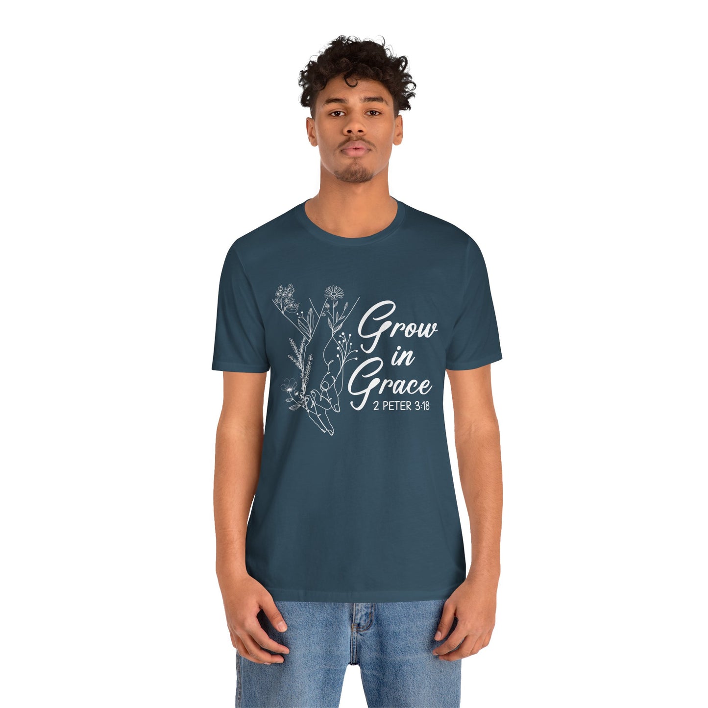 Grow in Grace Shirt – 2 Peter 3:18 Floral Christian Faith Bible Verse Tee
