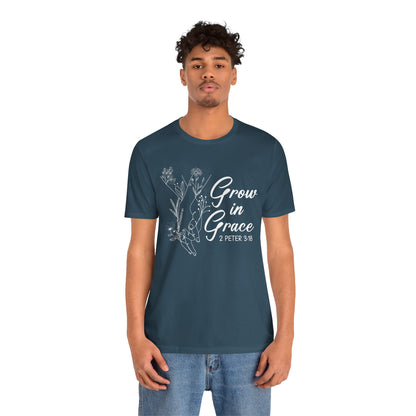 Grow in Grace Shirt – 2 Peter 3:18 Floral Christian Faith Bible Verse Tee