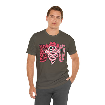 Pink BOO Shirt – Western Ghost Cowgirl Hat Halloween Tee