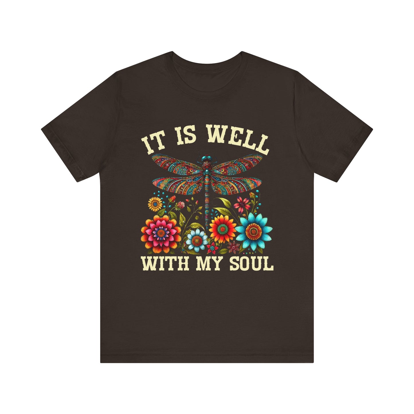 It Is Well With My Soul Shirt – Boho Dragonfly Floral Christian Hymn Faith Tee