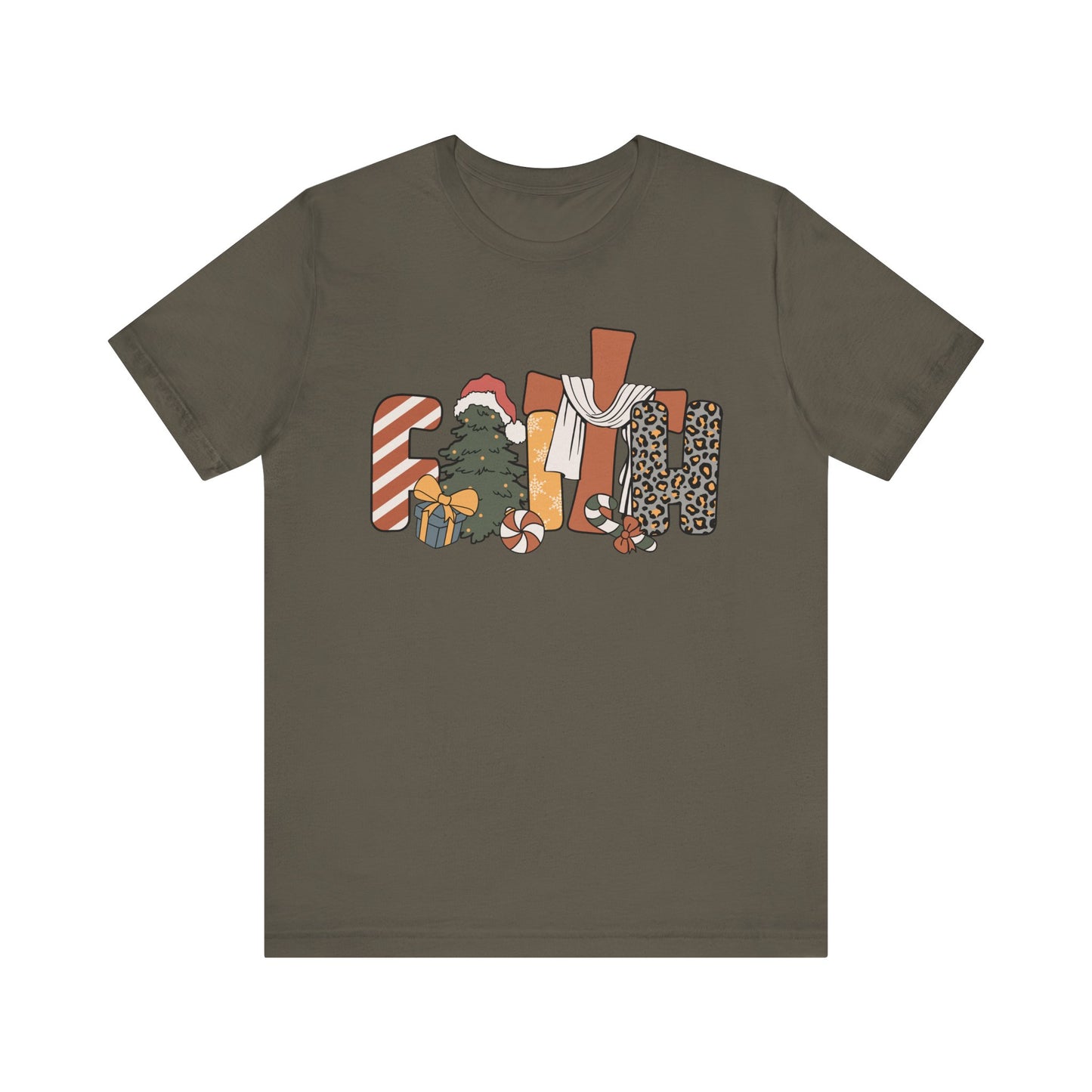 Retro Groovy Faith Christmas Tree Shirt – Christian Jesus Cross Holiday Tee