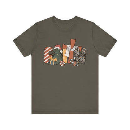 Retro Groovy Faith Christmas Tree Shirt – Christian Jesus Cross Holiday Tee