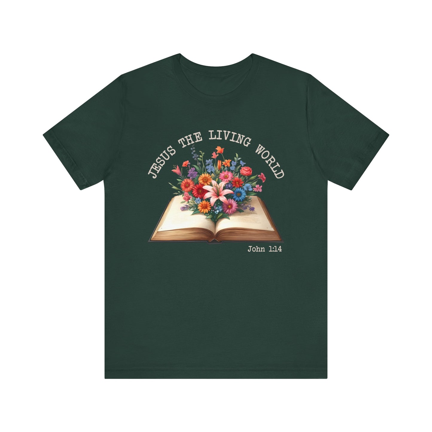 Jesus the Living Word Shirt – Christian Flower Bible Verse Book Lover Tee