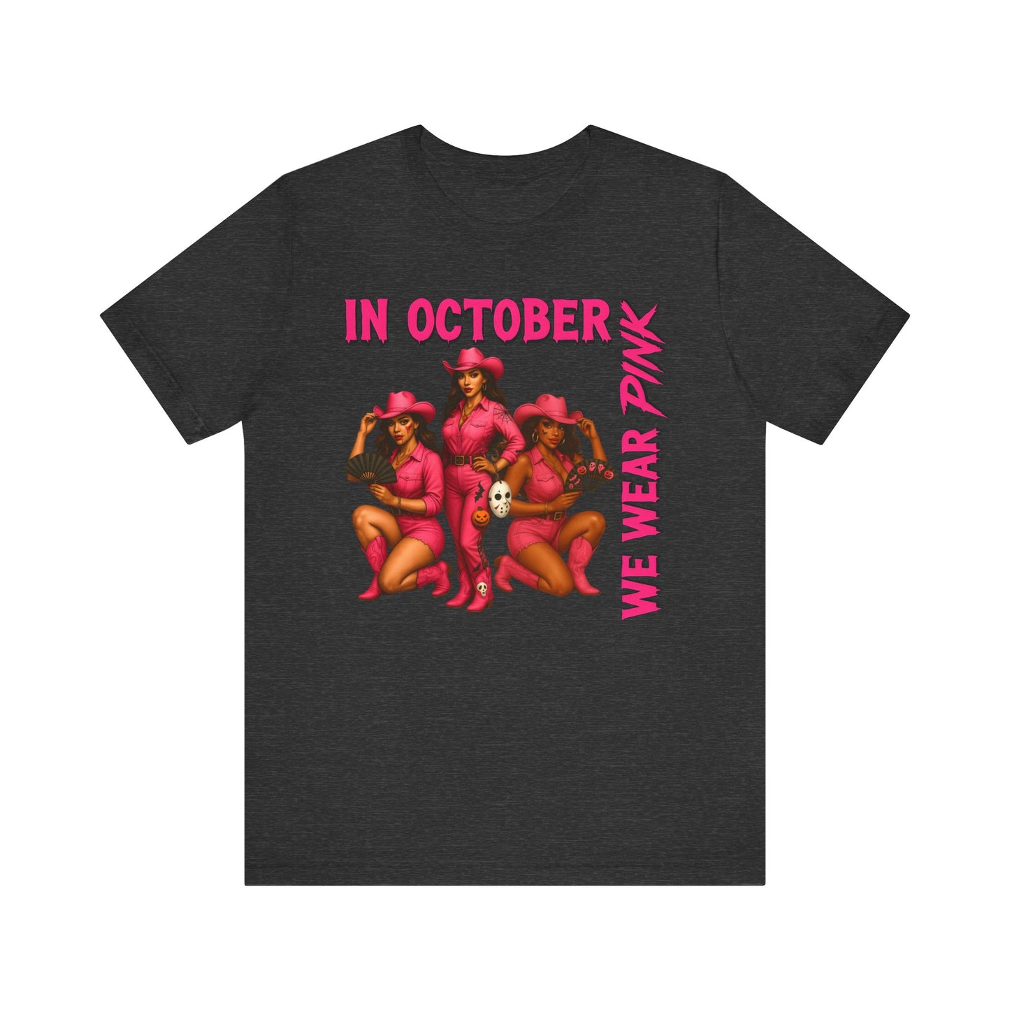 In October We Wear Pink Shirt – Western Cowgirl Breast Cancer Awareness Tee