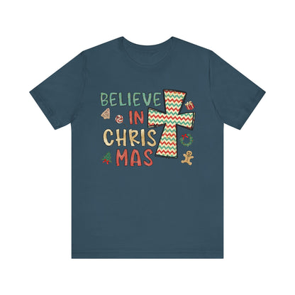 Believe in Christ-Mas Shirt – Retro Christian Jesus Vintage Holiday Faith Tee