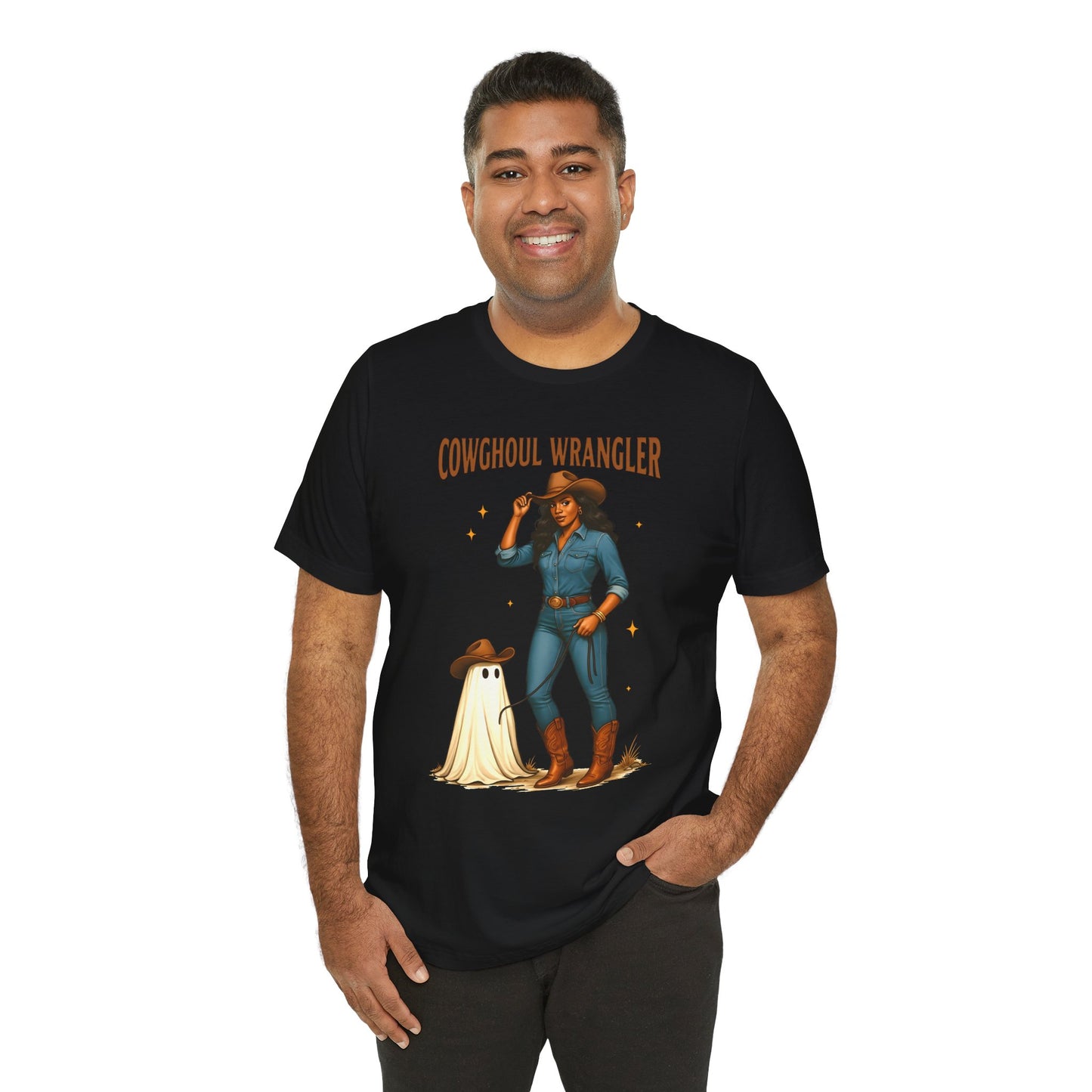 Cowghoul Wrangler Shirt Western Cowgirl Cowboy Ghost Halloween Tee, Spooky Rodeo Fall Outfit
