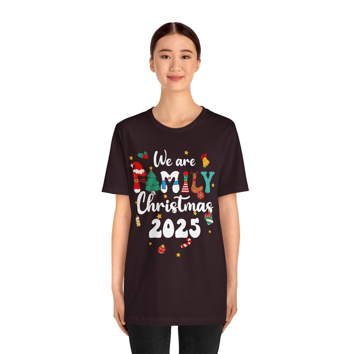 We Are Family Christmas 2025 Shirt – Groovy Snowman & Xmas Tree Matching Tee