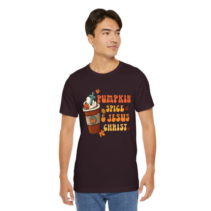 Pumpkin Spice Latte & Jesus Christ Shirt – Groovy Christian Fall Thanksgiving Tee