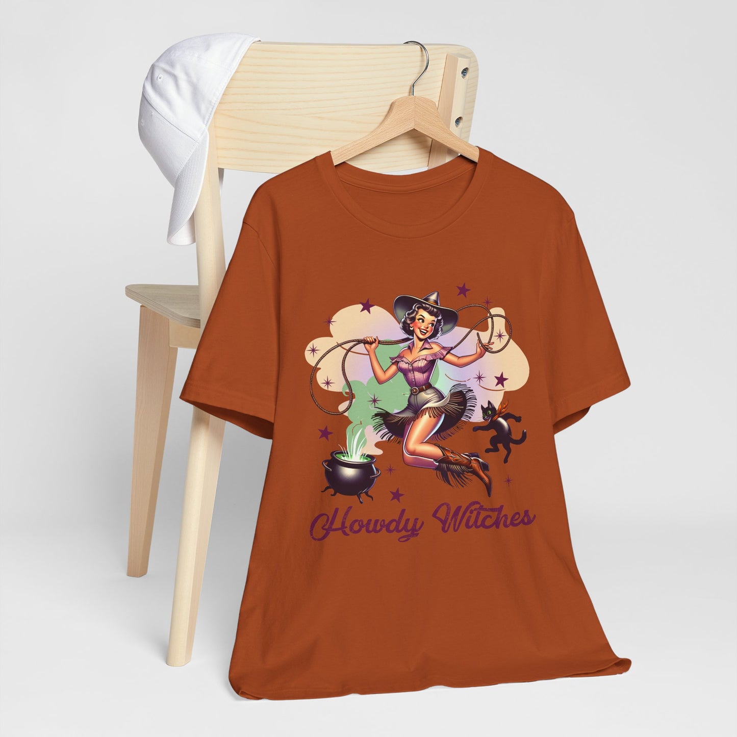 Howdy Witches Cowgirl Halloween Rodeo Western Black Cat T-Shirt