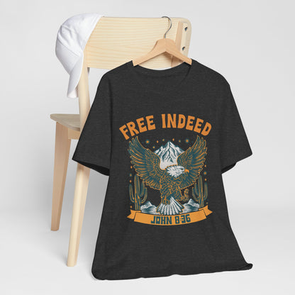 Free Indeed Shirt – Vintage John 8:36 Christian Eagle Bible Prayer Tee