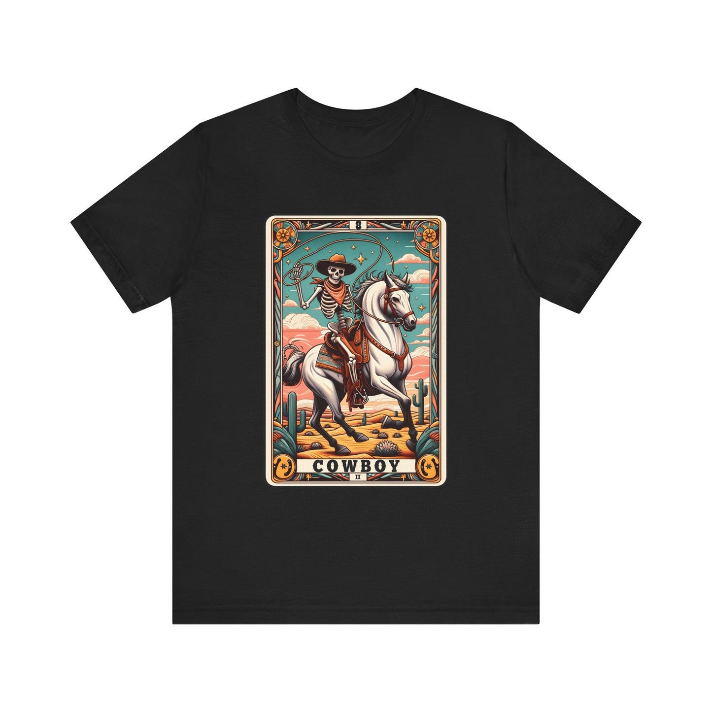 Cowboy Skeleton Tarot Card Shirt – Western Howdy Texas Rodeo Tee