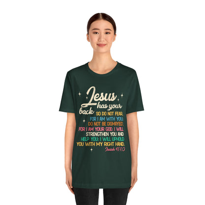 Jesus Has Your Back Shirt – Christian Bible Verse Encouraging Faith Scripture Tee