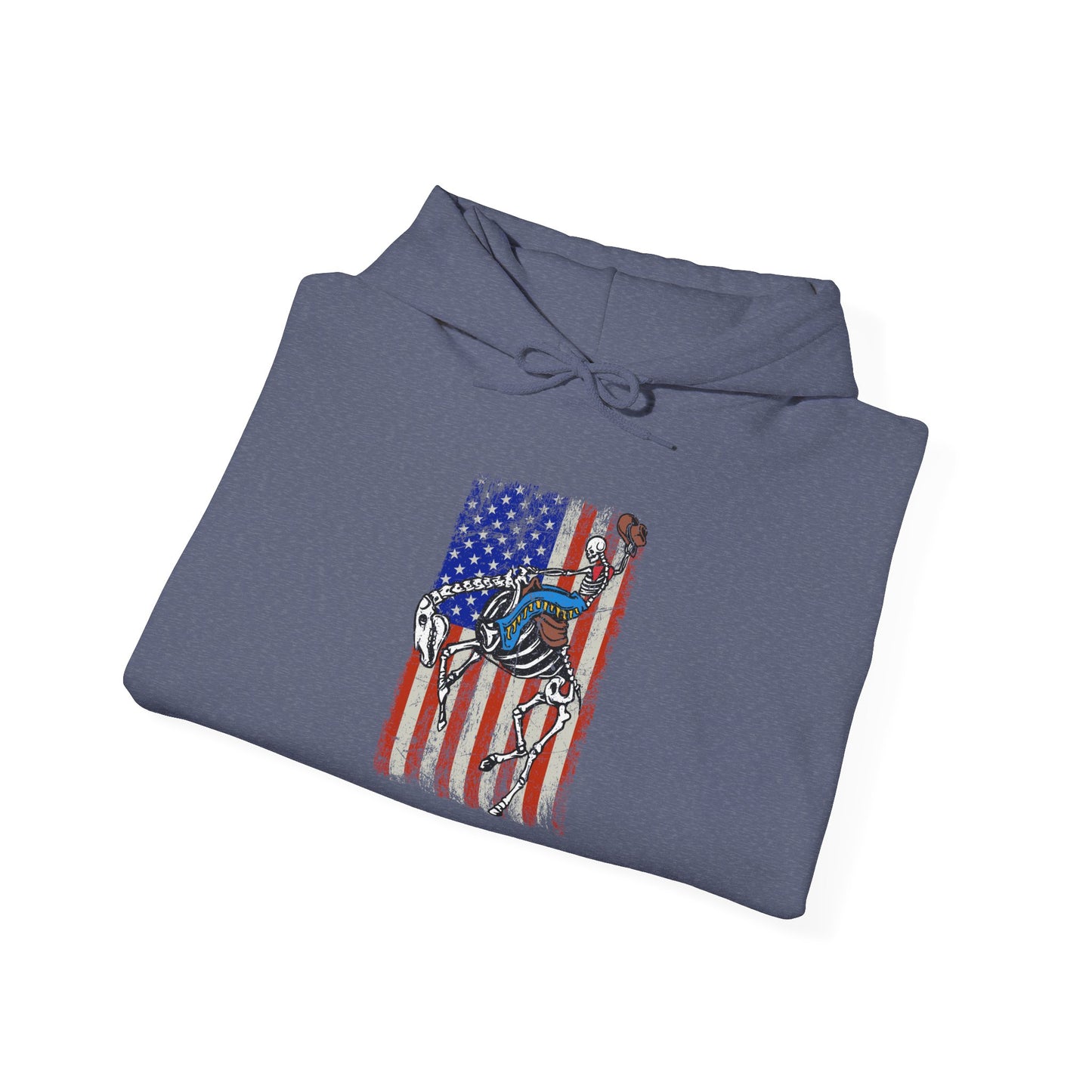 US Flag Skeleton Cowboy Hoodie – Western Horse Riding Rodeo Pullover