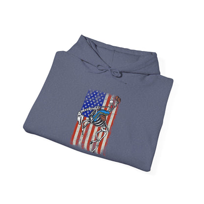US Flag Skeleton Cowboy Hoodie – Western Horse Riding Rodeo Pullover