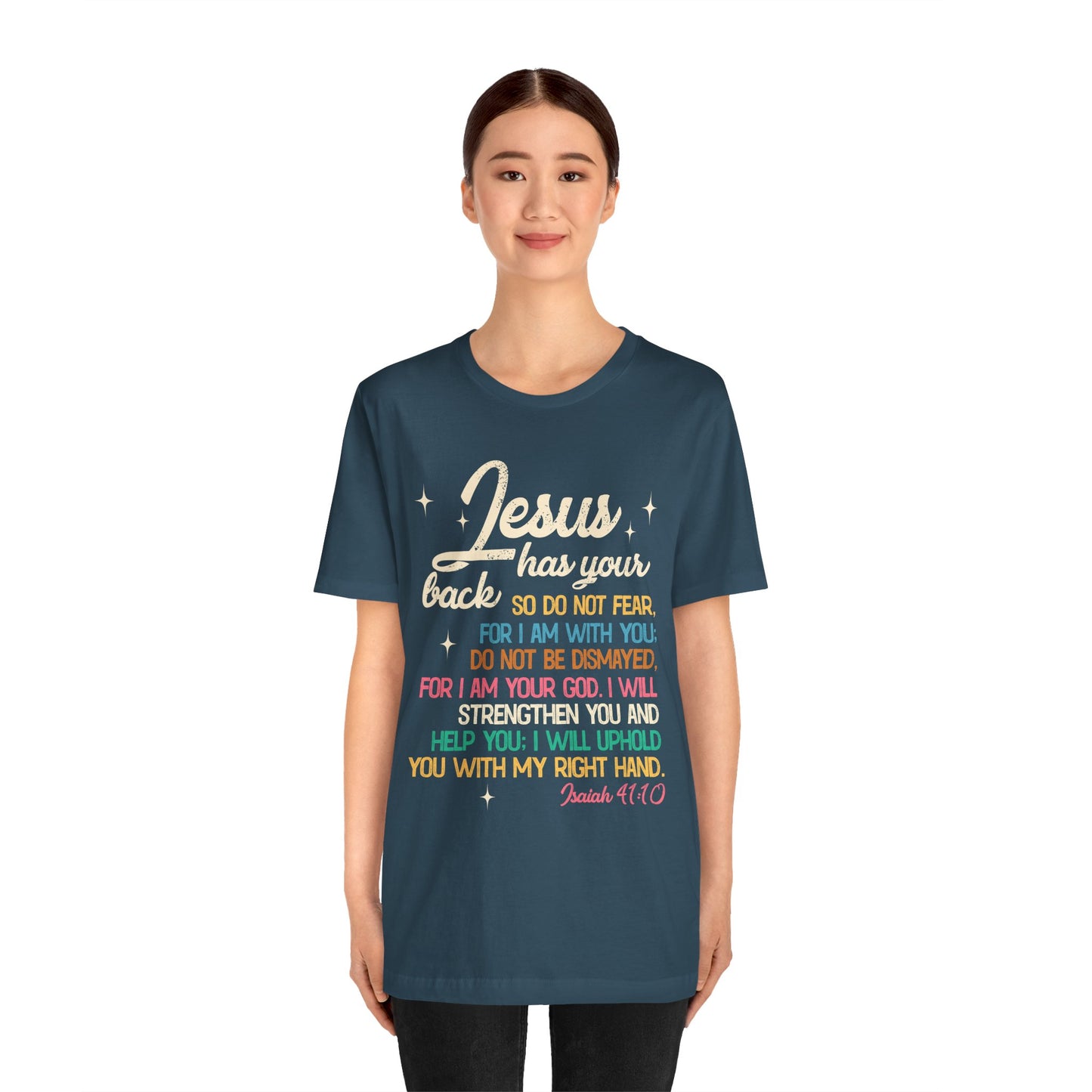 Jesus Has Your Back Shirt – Christian Bible Verse Encouraging Faith Scripture Tee