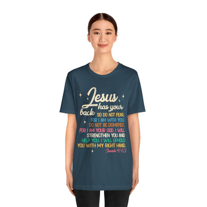 Jesus Has Your Back Shirt – Christian Bible Verse Encouraging Faith Scripture Tee