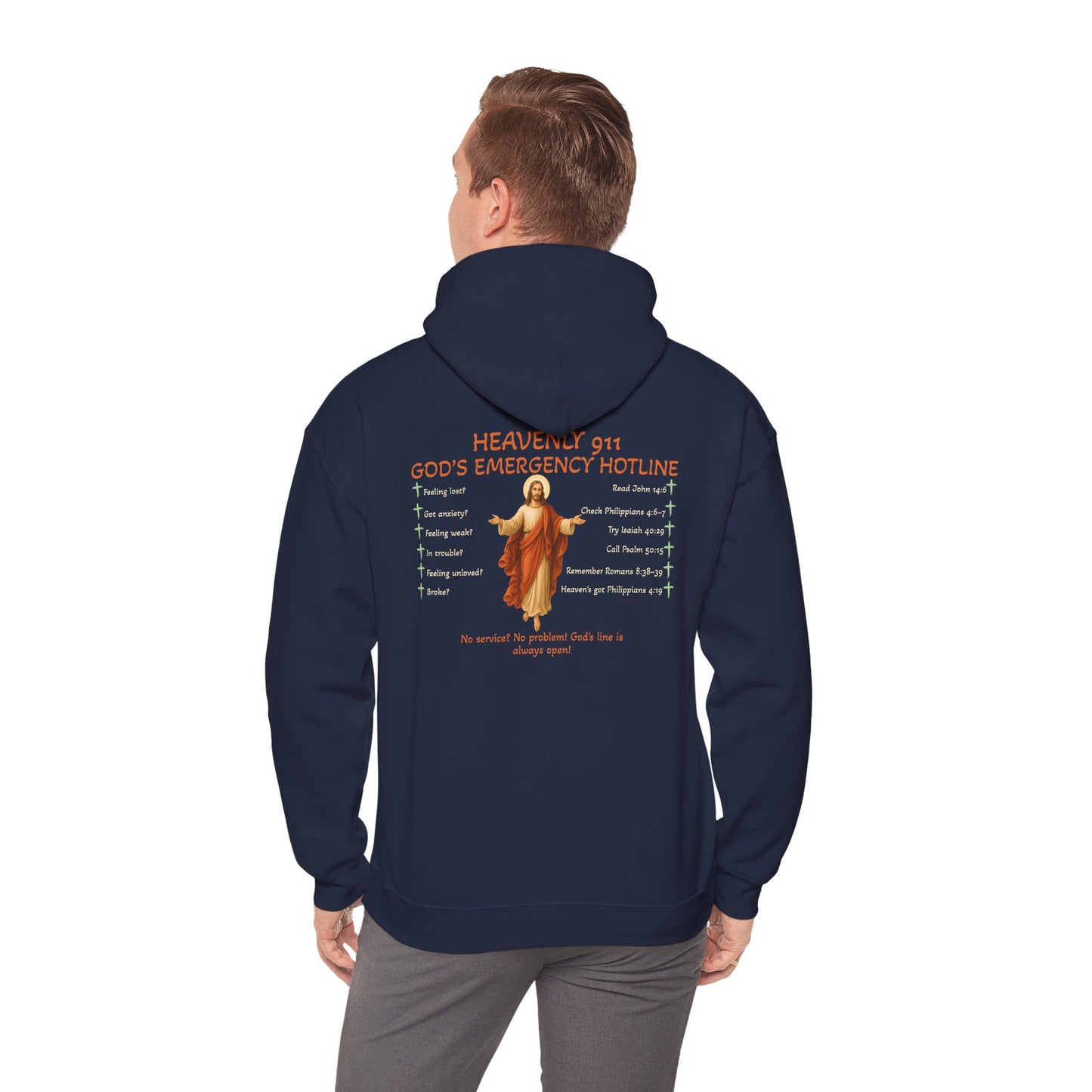 Heavenly 911 Hoodie – God’s Emergency Hotline Christian Bible Verse Pullover