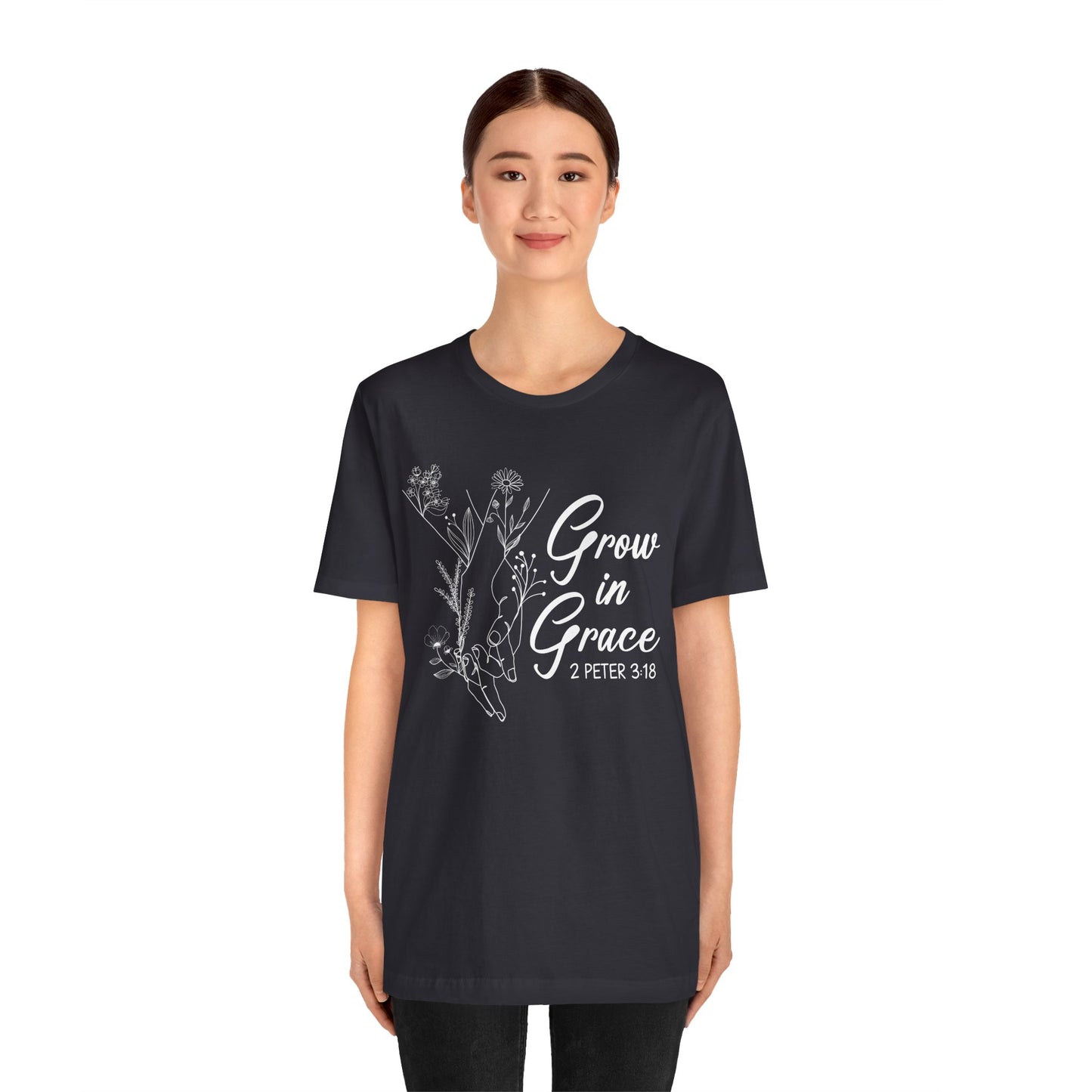 Grow in Grace Shirt – 2 Peter 3:18 Floral Christian Faith Bible Verse Tee