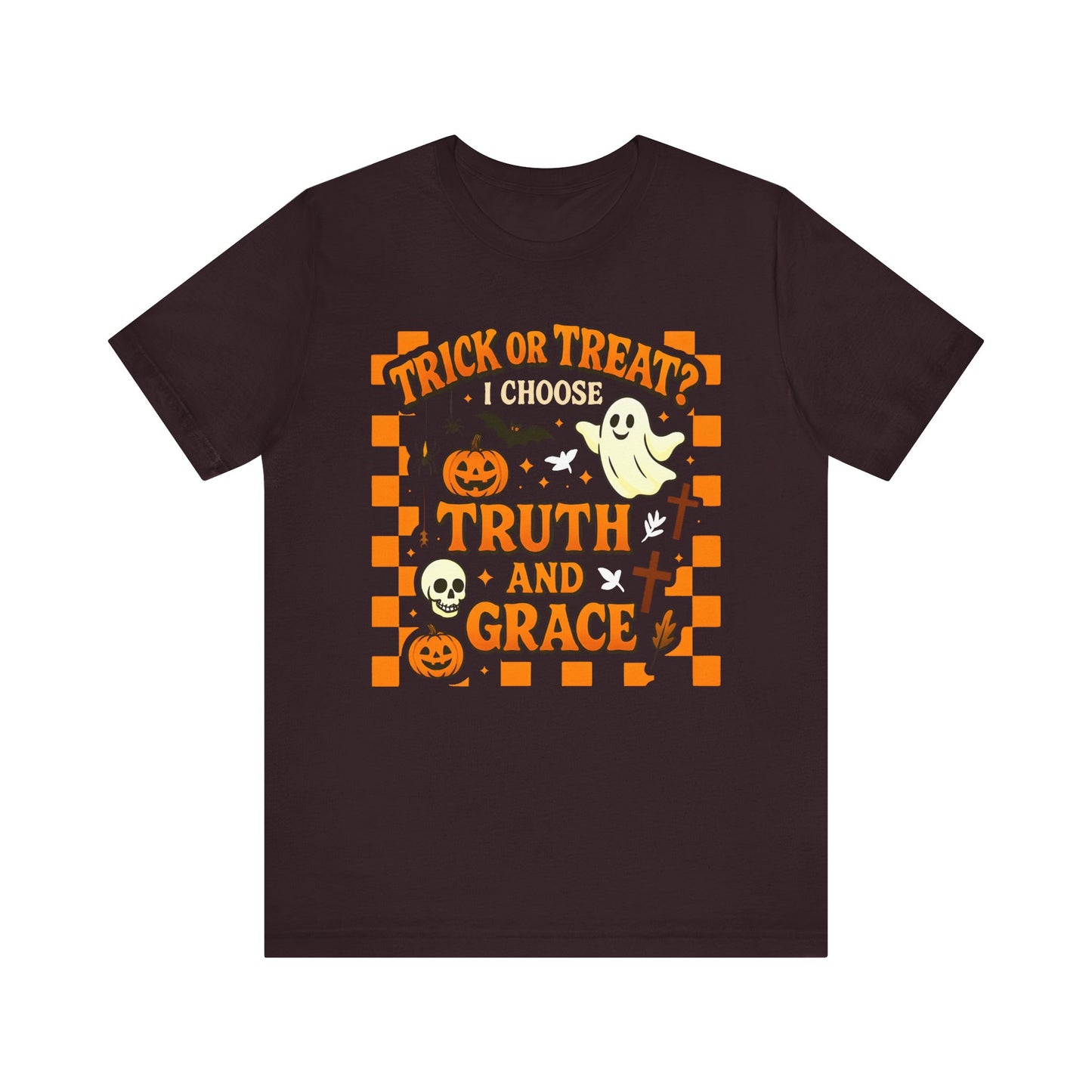 Trick or Treat I Choose Truth and Grace Shirt – Christian Halloween Faith Tee