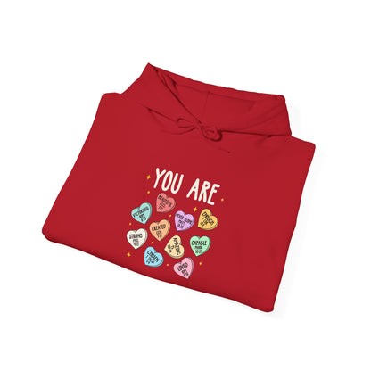 You Are Christian Hoodie – Bible Verse Conversation Heart Faith Pullover