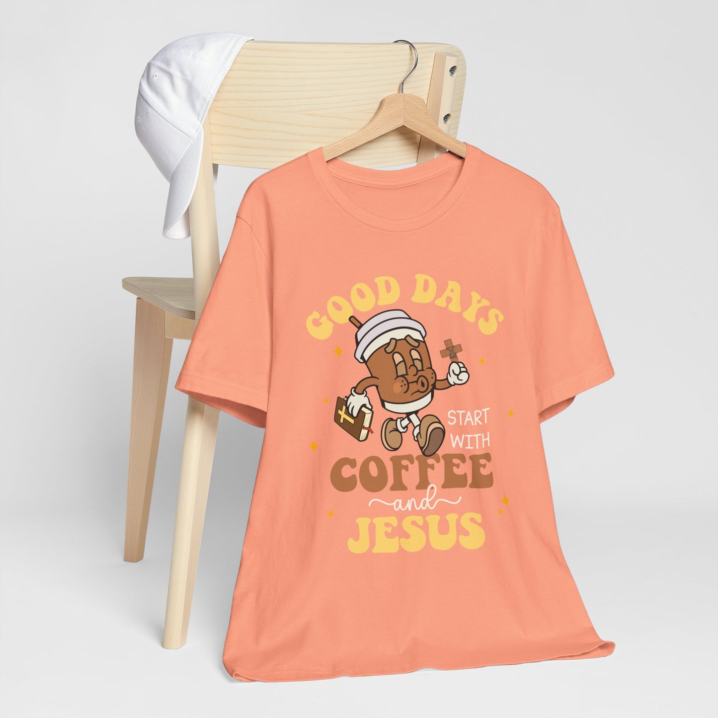 Good Days Start with Coffee & Jesus Shirt – Christian Groovy Prayer Tee