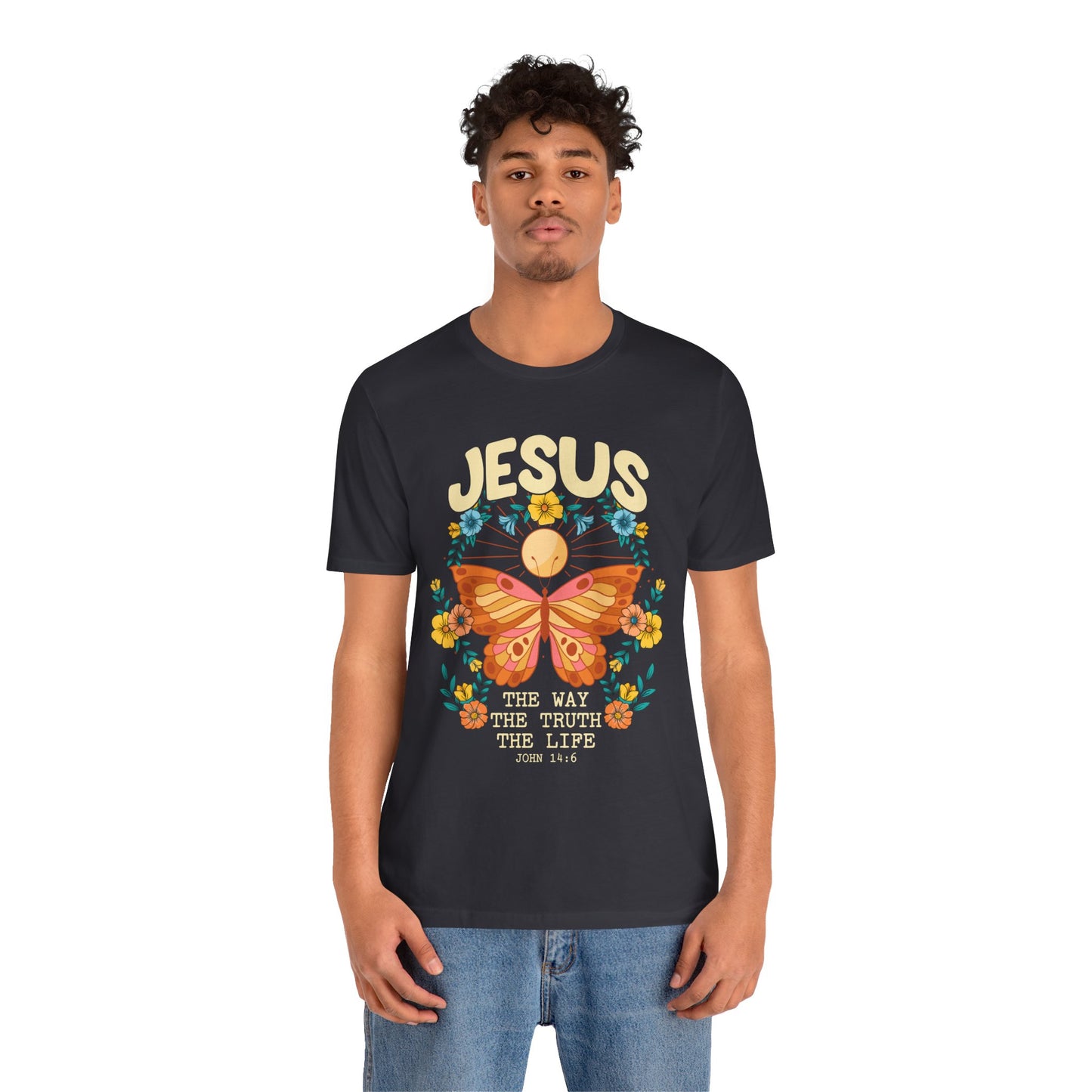 Jesus Butterfly Wildflower Shirt – John 14:6 Scripture Floral Christian Tee